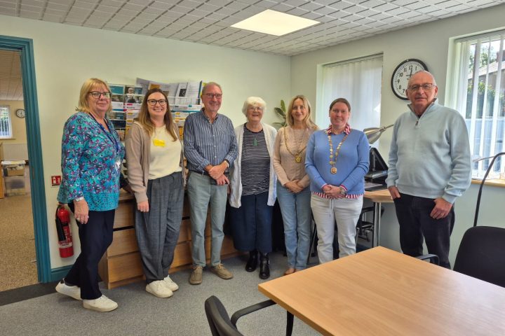 Image shows the Mayor, Deputy Mayor, Vision Northumberland staff and Trustees within our new Low Vision room.