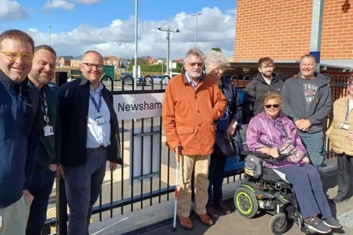 Picture shows a group of people at Newsham Railway Station ready to check accessibility.
